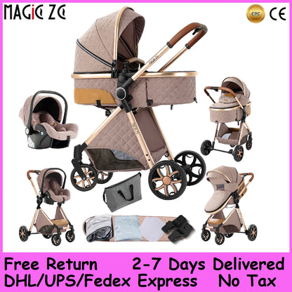 Your All-in-One Travel Solution: 3-in-1 Lightweight Stroller & Pram for All Terrains, Suitable from Birth with Easy Compact Fold