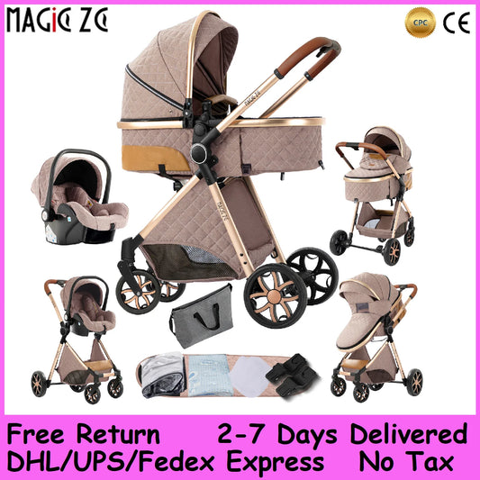 Your All-in-One Travel Solution: 3-in-1 Lightweight Stroller & Pram for All Terrains, Suitable from Birth with Easy Compact Fold