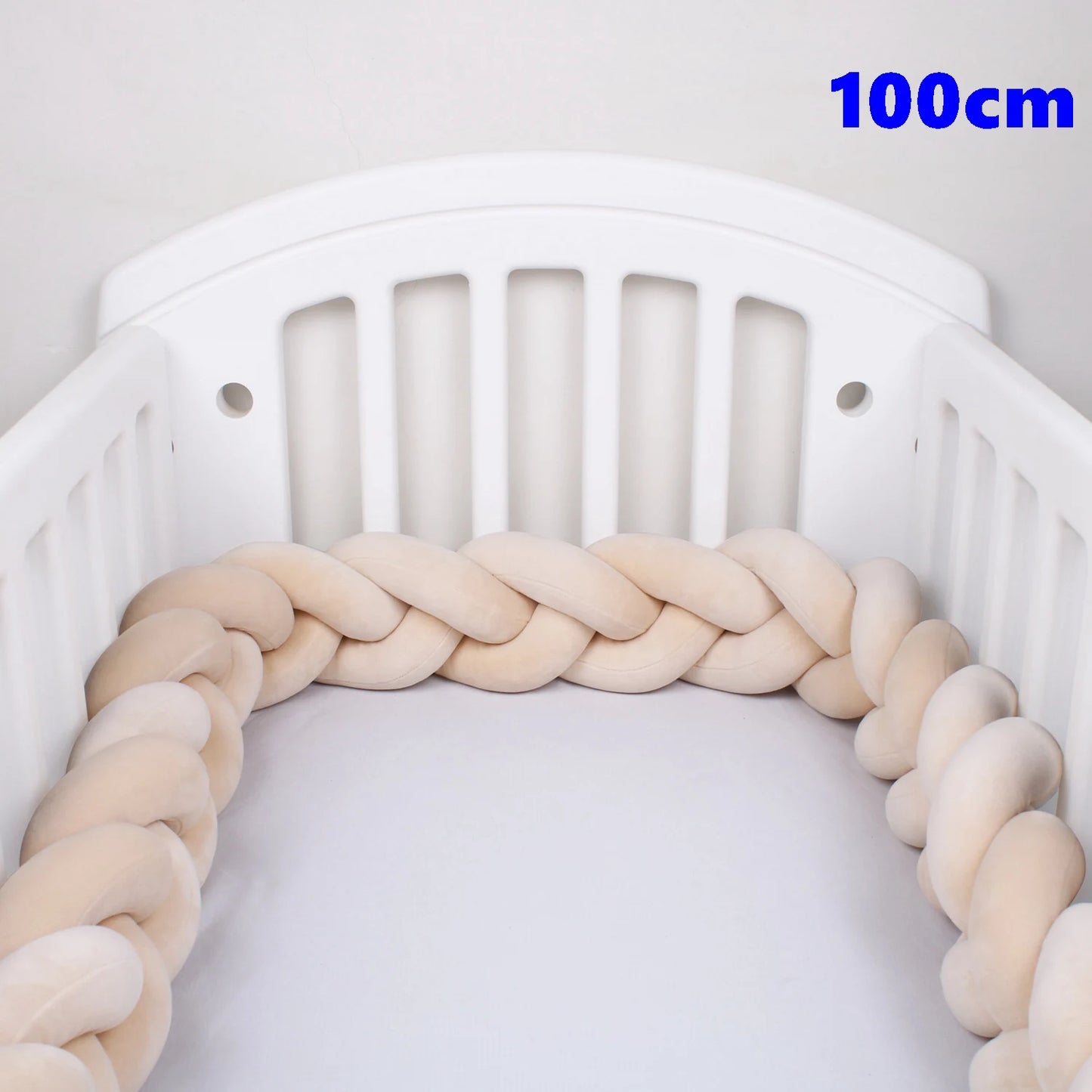  1M/2M/3M/4M Knot Braid Baby Bed Bumper Infant Cradle Protector Plush Pillow Cushion Crib Anti-collision Room Decor