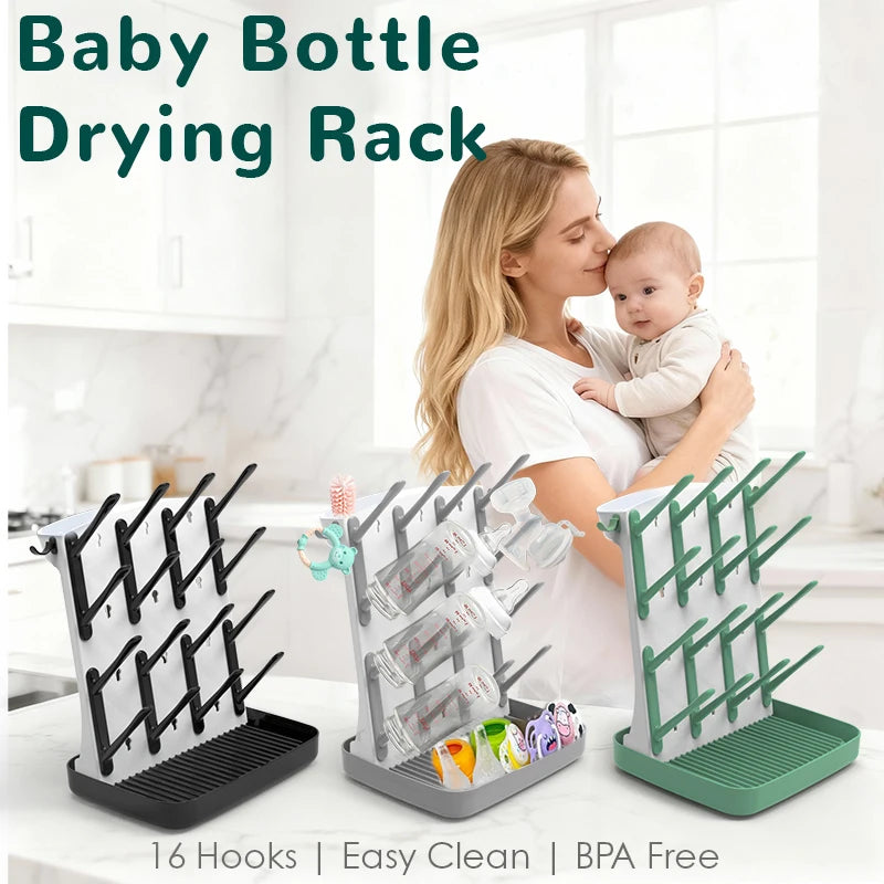 Baby Bottle Drying Rack, Baby Bottle Rack - Space saving vertical drying rack for cleaning bottles and pump components