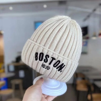 Winter Baby Hat Fashion Letter Pattern Knit Beanie Warm Cap