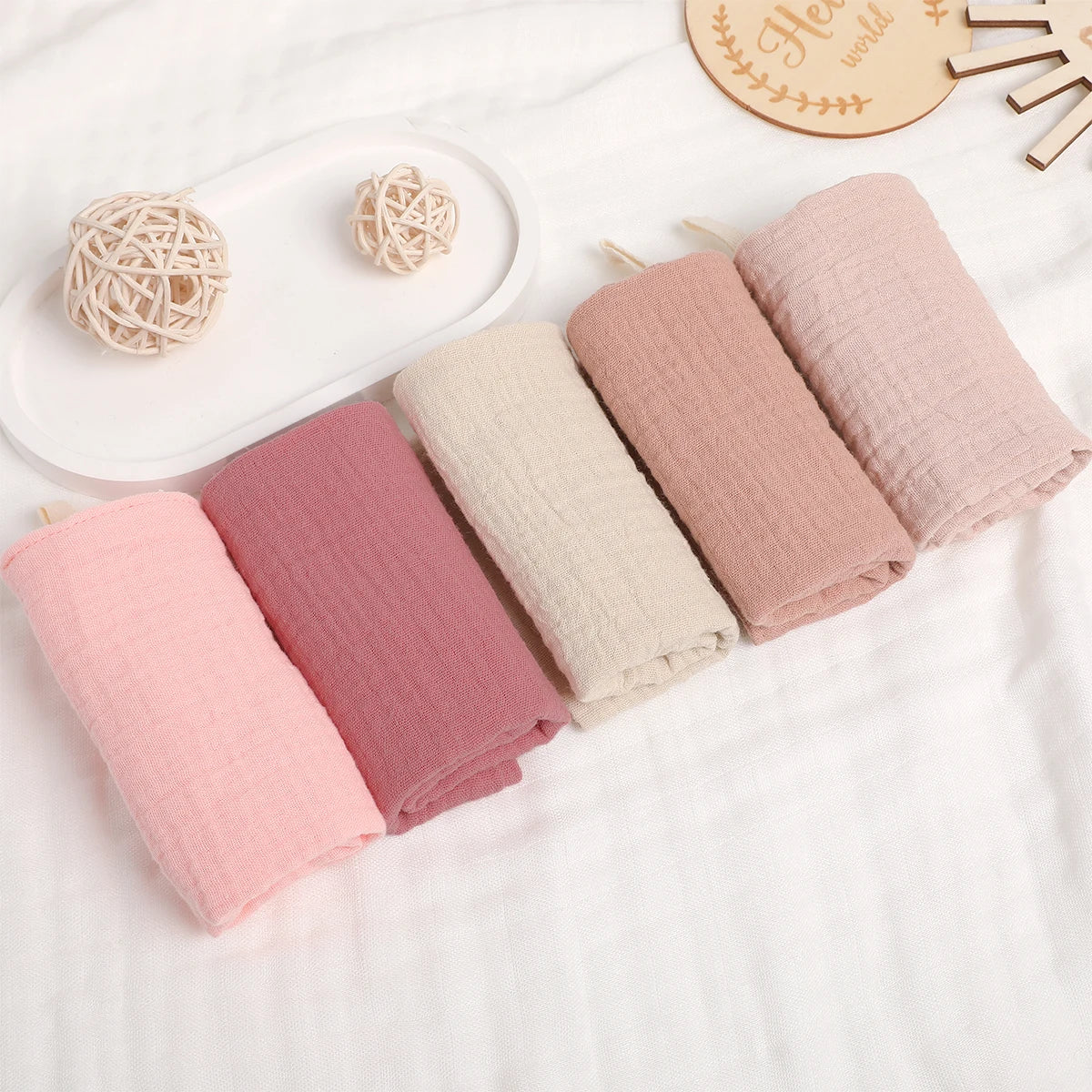 5Pcs Baby Cotton Washcloth Newborn Burp Cloth Square Towels 6-Layer Pure Cotton Soft Absorbent Gauze Cotton Baby Towels