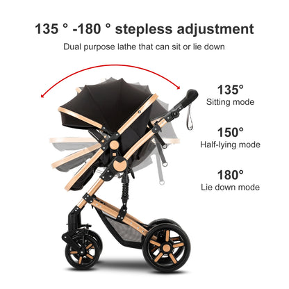 Your All-in-One Travel Solution: 3-in-1 Lightweight Stroller & Pram for All Terrains, Suitable from Birth with Easy Compact Fold
