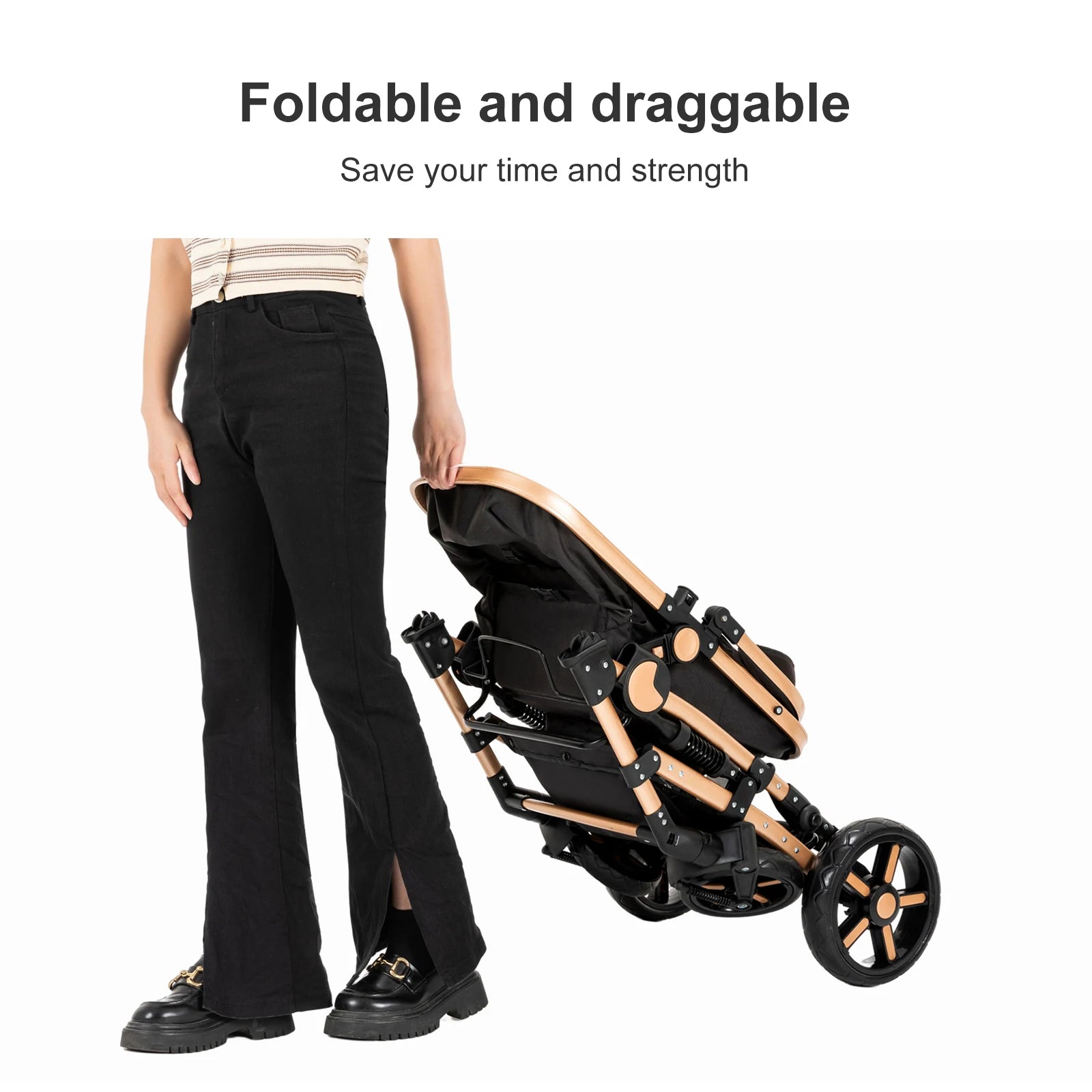 Your All-in-One Travel Solution: 3-in-1 Lightweight Stroller & Pram for All Terrains, Suitable from Birth with Easy Compact Fold by Baby Paradise