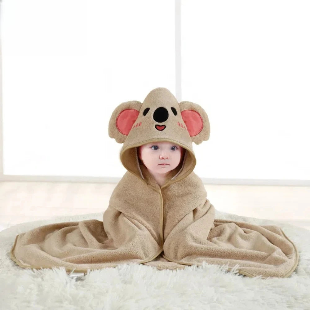 Hot Selling New Animal Hooded Baby Bath Towel Soft Cap Warm And Fast Absorbent Coral Velvet Bathrobe For Boys And Girls