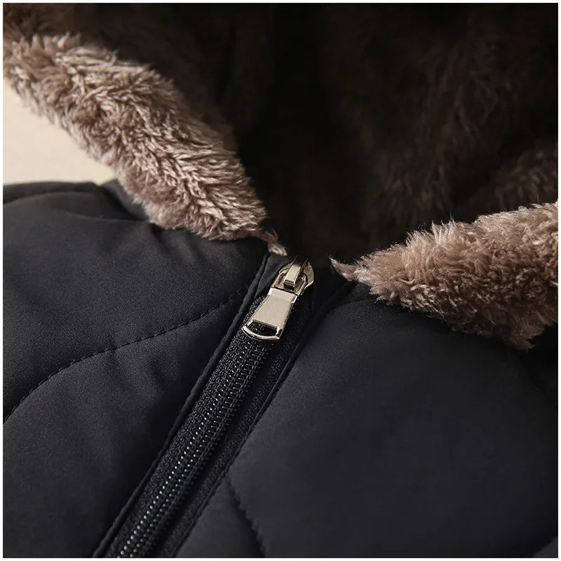 0-3 years baby onesies autumn and winter fleece warm cotton clothes newborn clothes Baby solid color hooded crawling suit Baby