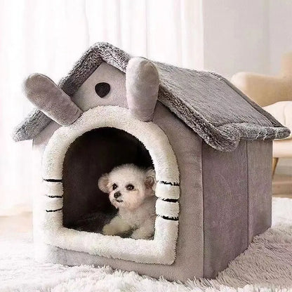 All Season Dog House Style Bed - Removable Washable Pet Bed for Small Dogs Teddy Winter Warm Cat Dog House