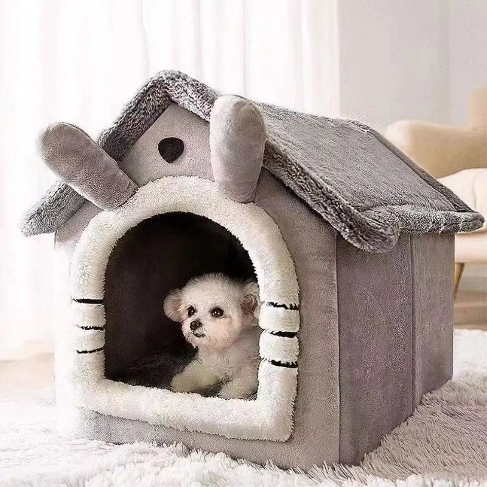 All Season Dog House Style Bed - Removable Washable Pet Bed for Small Dogs Teddy Winter Warm Cat Dog House by Baby Paradise