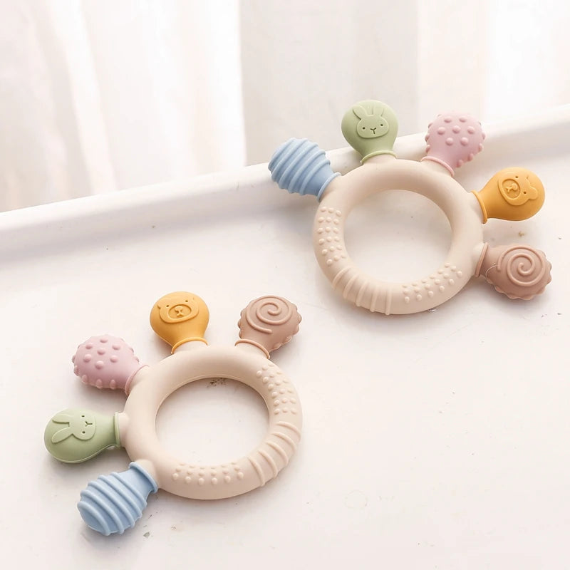 1pc Silicone Teether Baby 0 12 Months Teething Toys Teether Ring Sil by Baby Paradise