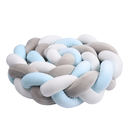  1M/2M/3M/4M Knot Braid Baby Bed Bumper Infant Cradle Protector Plush Pillow Cushion Crib Anti-collision Room Decor