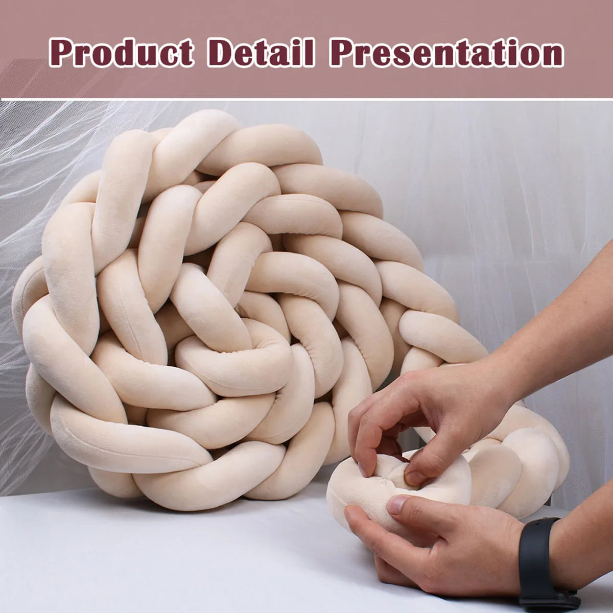  1M/2M/3M/4M Knot Braid Baby Bed Bumper Infant Cradle Protector Plush Pillow Cushion Crib Anti-collision Room Decor