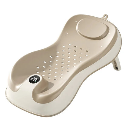 Baby Temperature-Sensing Bath Rack, Reclining/Lying Design, Universal For Bathtubs, Non-Slip Pad, Suitable For Newborns.