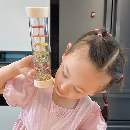 Montessori Baby Rain Stick Rainbow Hourglass Rain