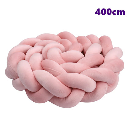  1M/2M/3M/4M Knot Braid Baby Bed Bumper Infant Cradle Protector Plush Pillow Cushion Crib Anti-collision Room Decor