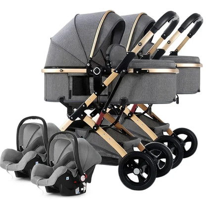 2025 New 3-in-1 Twin Baby Stroller with Car Seat