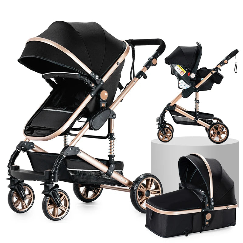 Your All-in-One Travel Solution: 3-in-1 Lightweight Stroller & Pram for All Terrains, Suitable from Birth with Easy Compact Fold by Baby Paradise
