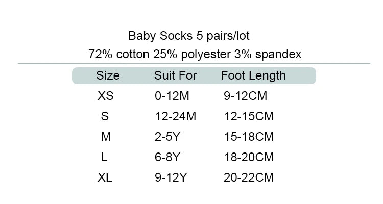 5Pairslot 0-12Y Cute Lovely Short Baby Socks