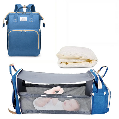 3 In 1 Diaper Bag Backpack Foldable Baby Bed Waterproof Travel Bag with USB Charge Diaper Bag Backpack with Changing Bed 3 types