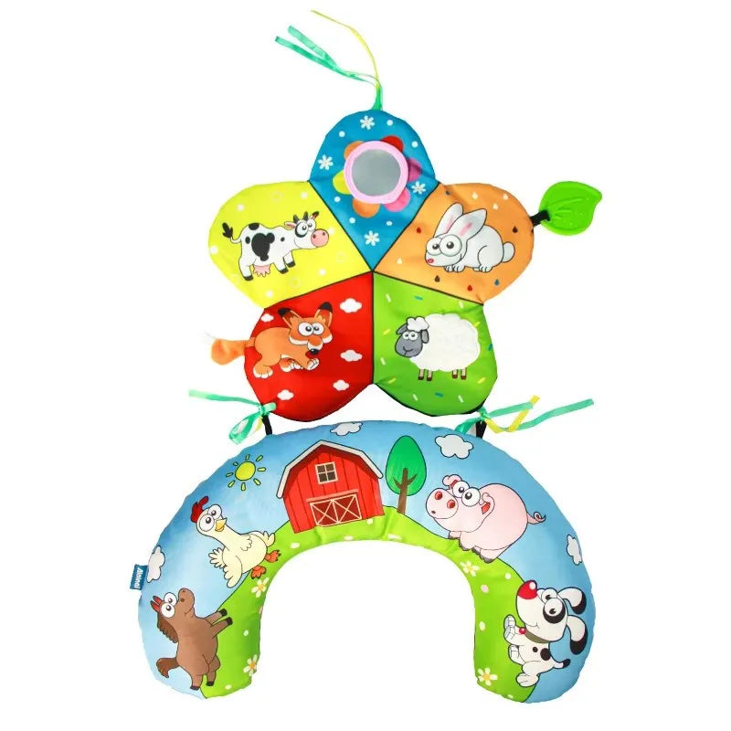Montessori High Contrast Sensory Toys Baby Pillow Tummy Time Toy Newborn Head-up Training Pillow Teether Rattles 0 6 12 Months