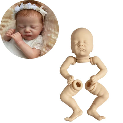 17-18 inch Vinyl Reborn Doll Kit Charlotte with Cloth Body Blank Unfinished Sleeping Newborn Baby Doll Parts Mold