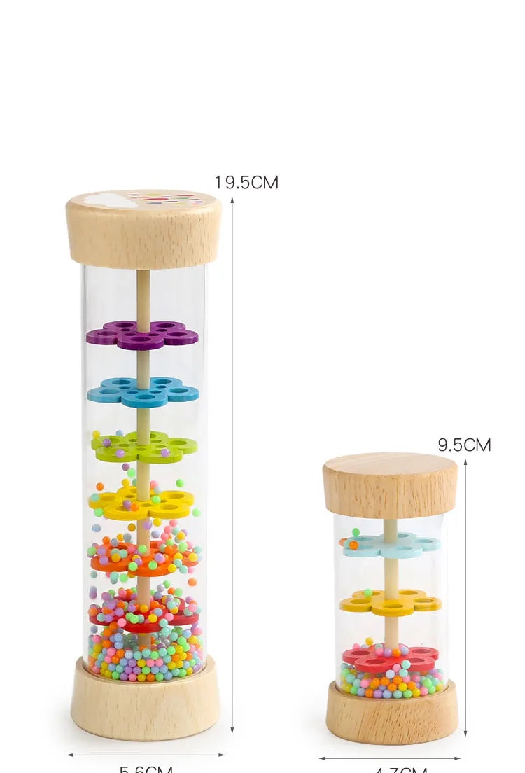 Montessori Baby Rain Stick Rainbow Hourglass Rain