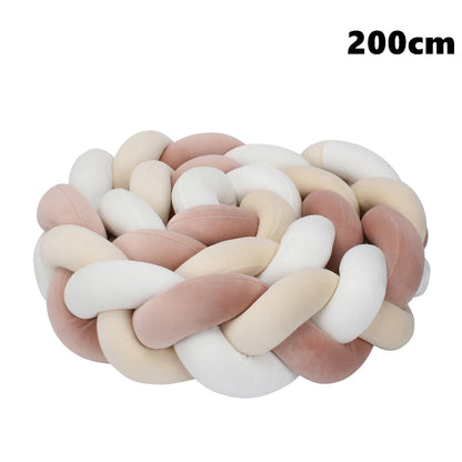  1M/2M/3M/4M Knot Braid Baby Bed Bumper Infant Cradle Protector Plush Pillow Cushion Crib Anti-collision Room Decor