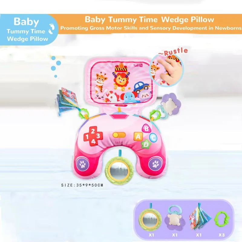 Montessori High Contrast Sensory Toys Baby Pillow Tummy Time Toy Newborn Head-up Training Pillow Teether Rattles 0 6 12 Months