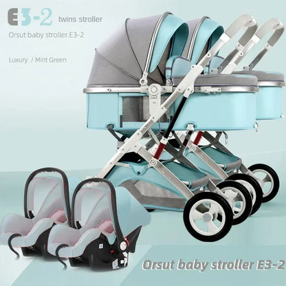 2025 New 3-in-1 Twin Baby Stroller with Car Seat