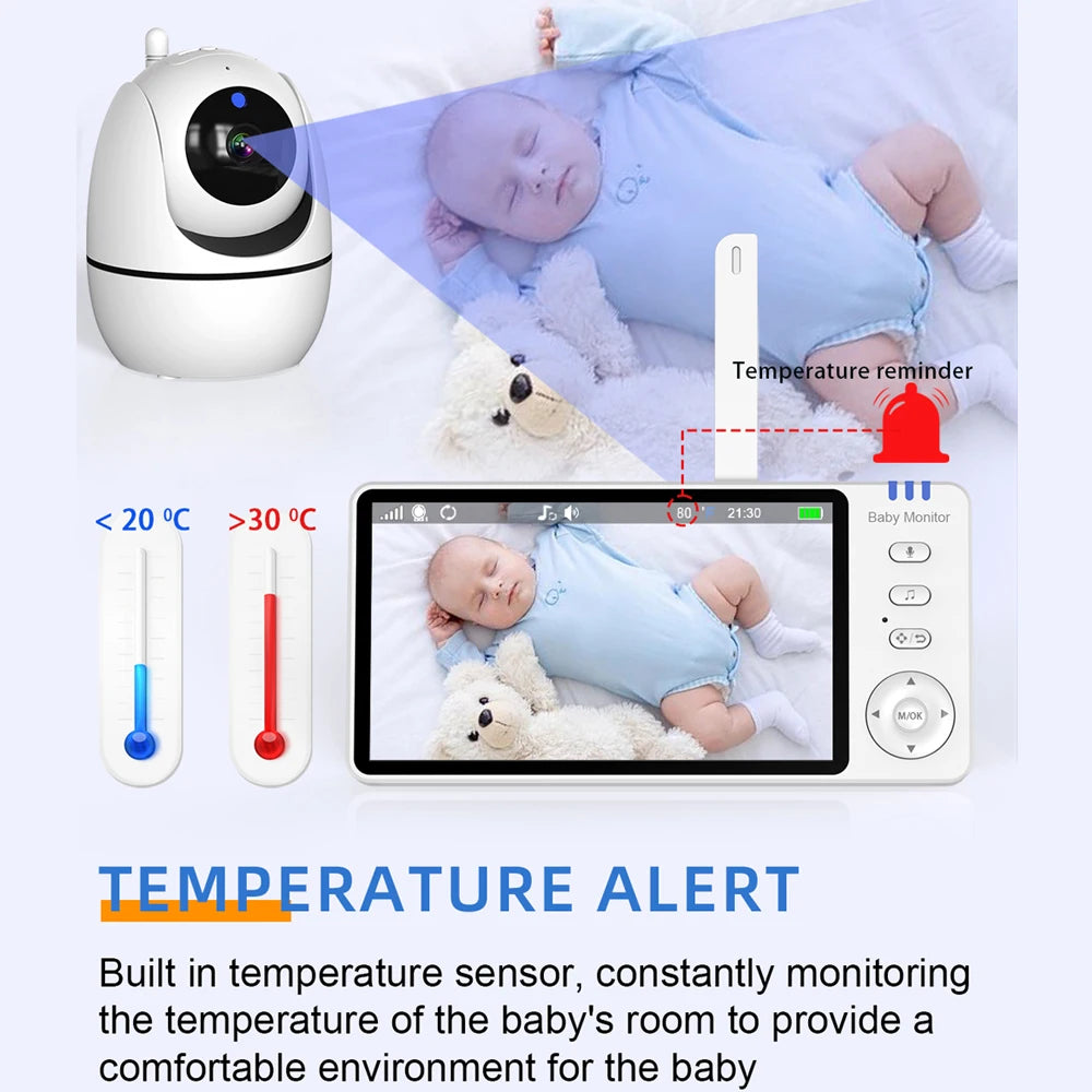 5.0 Inch Video Baby Monitor With Pan Tilt Camera Wireless Two Way Audio Night Vision Security Babysitter VOX Wake Up USB Charge by Baby Paradise