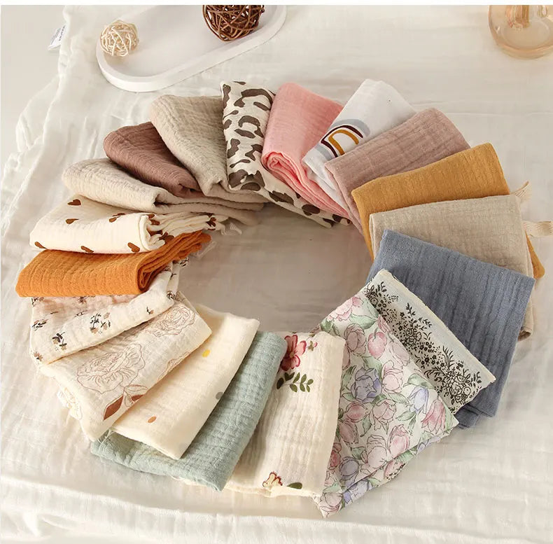 5Pcs Baby Cotton Washcloth Newborn Burp Cloth Square Towels 6-Layer Pure Cotton Soft Absorbent Gauze Cotton Baby Towels