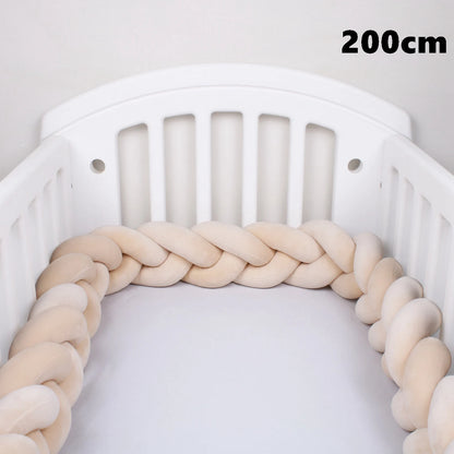  1M/2M/3M/4M Knot Braid Baby Bed Bumper Infant Cradle Protector Plush Pillow Cushion Crib Anti-collision Room Decor