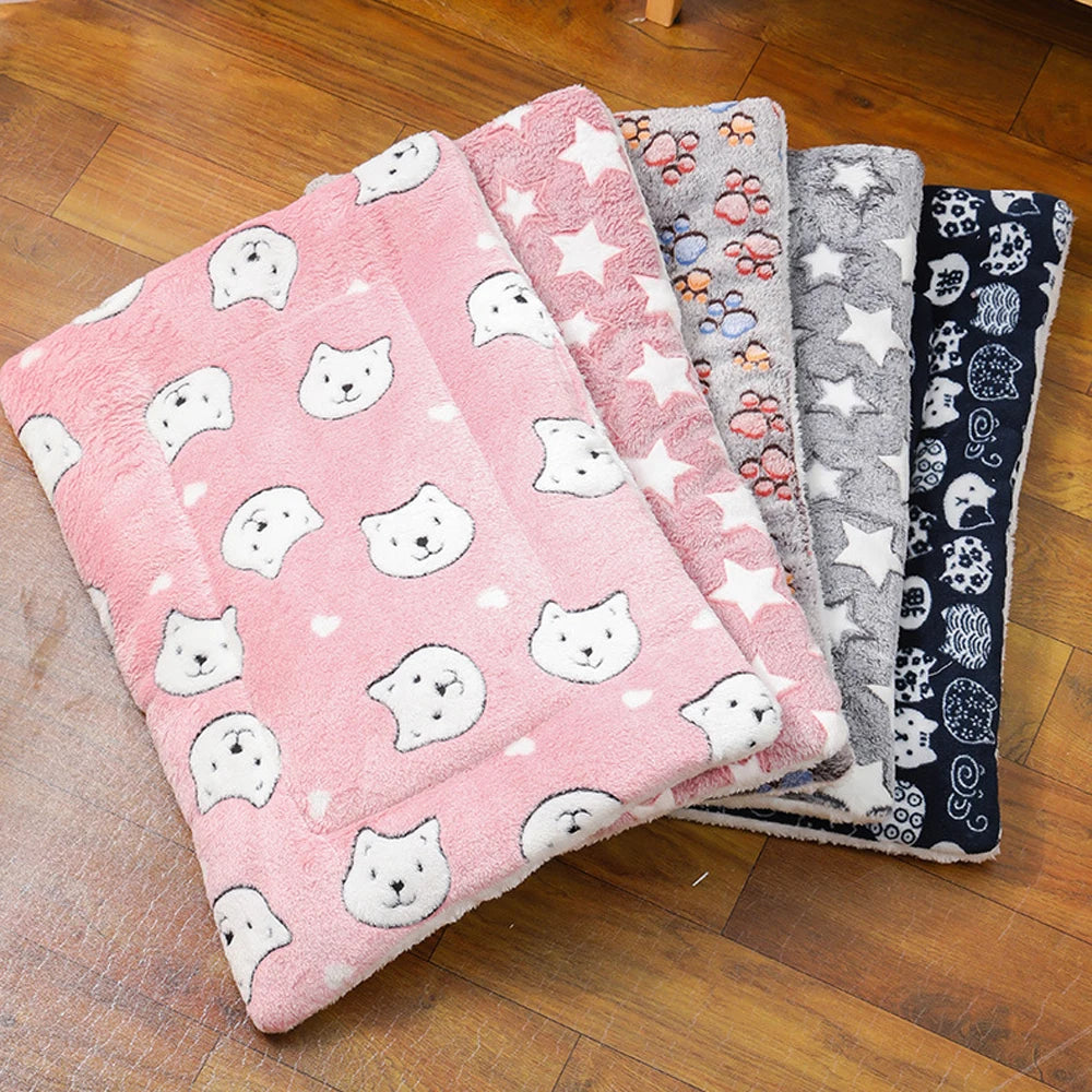 Cute Small Dog Mat Double-sided Use Winter Warm Medium Cat Sofa Blanket Skin-friendly Puppy Bed Cushion Pet Bed Accessories by Baby Paradise
