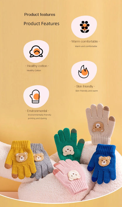 2-6 year old cartoon bear baby gloves with crochet hooks