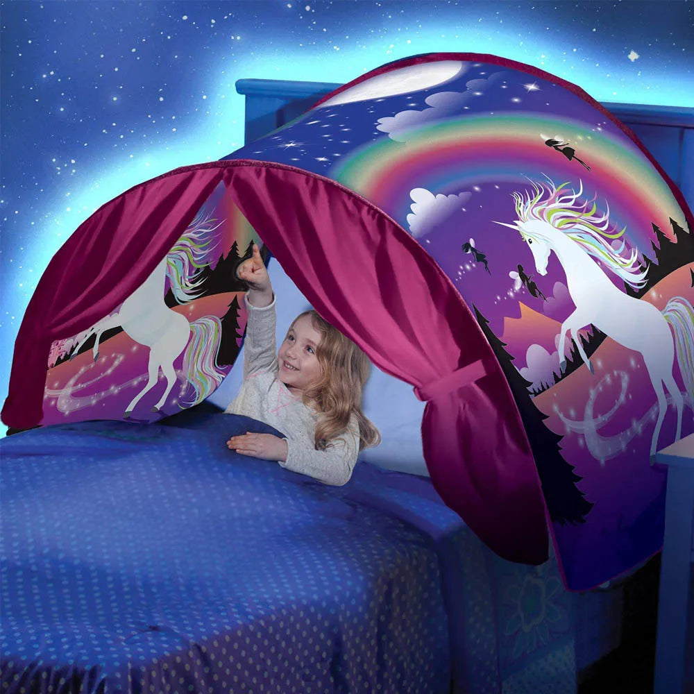 Dream Tent with light show for Kids Bed with Storage Pocket Foldable Kids Tent on Bed Mosquito Net Tent by Baby Paradise