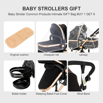 3 in 1 Baby Stroller Prams Lightweight Stroller Compact Foldable Stroller Newborn Stroller Travel System Pushchair Baby Buggy