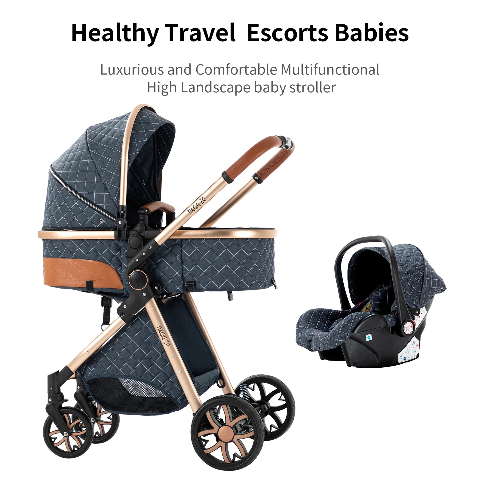 Your All-in-One Travel Solution: 3-in-1 Lightweight Stroller & Pram for All Terrains, Suitable from Birth with Easy Compact Fold by Baby Paradise