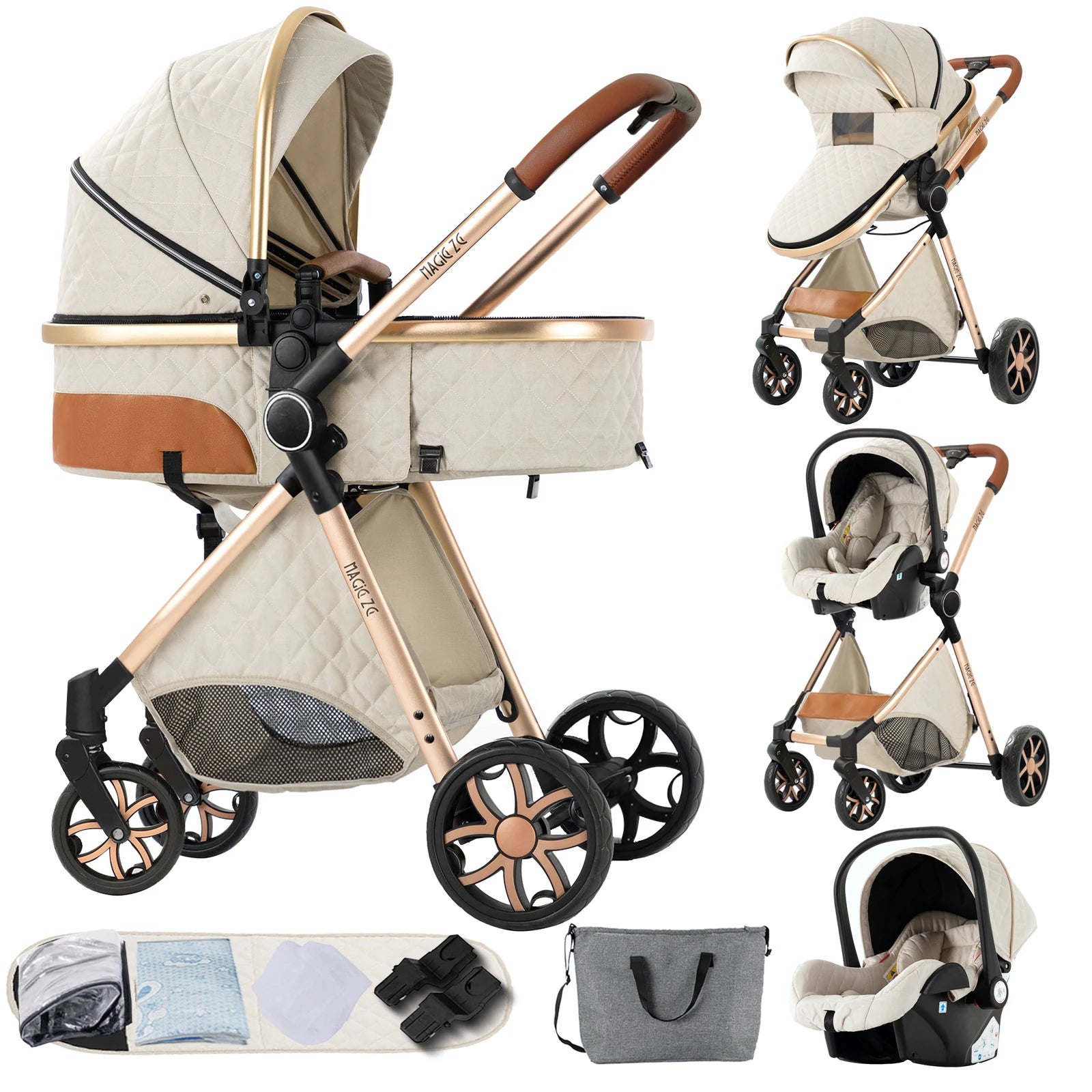 Your All-in-One Travel Solution: 3-in-1 Lightweight Stroller & Pram for All Terrains, Suitable from Birth with Easy Compact Fold by Baby Paradise
