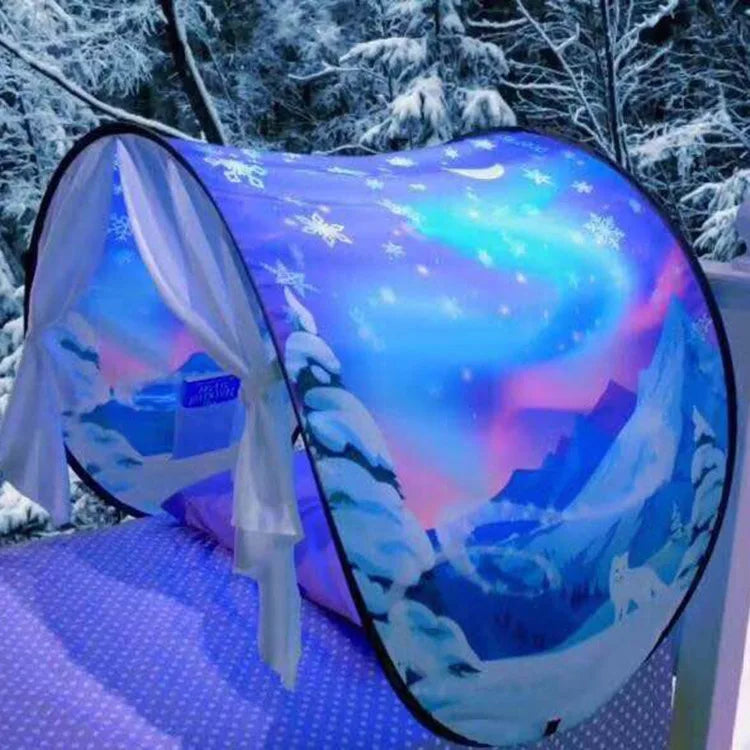 Dream Tent with light show for Kids Bed with Storage Pocket Foldable Kids Tent on Bed Mosquito Net Tent by Baby Paradise