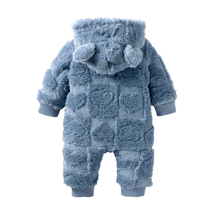 0-18Months Newborn Baby Romper Winter Thicken Flannel Warm Clothes Infant Boy Girl Oneies Pyjamas Heart-Shaped Hooded Jumpsuits