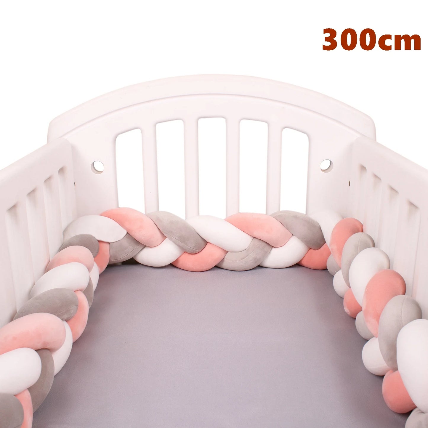  1M/2M/3M/4M Knot Braid Baby Bed Bumper Infant Cradle Protector Plush Pillow Cushion Crib Anti-collision Room Decor