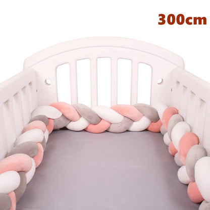  1M/2M/3M/4M Knot Braid Baby Bed Bumper Infant Cradle Protector Plush Pillow Cushion Crib Anti-collision Room Decor