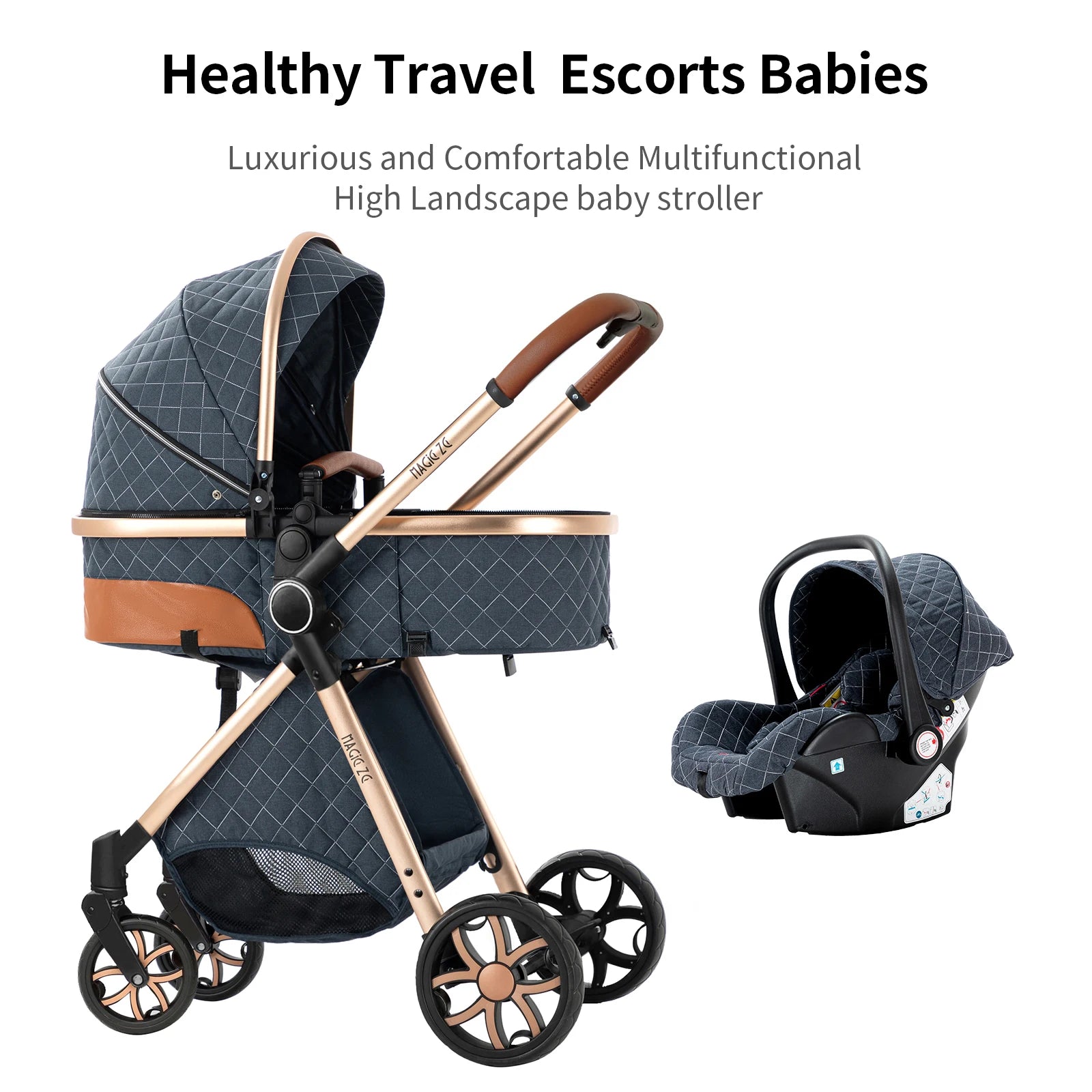 Your All-in-One Travel Solution: 3-in-1 Lightweight Stroller & Pram for All Terrains, Suitable from Birth with Easy Compact Fold by Baby Paradise