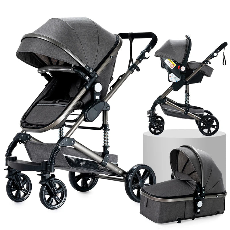Your All-in-One Travel Solution: 3-in-1 Lightweight Stroller & Pram for All Terrains, Suitable from Birth with Easy Compact Fold by Baby Paradise