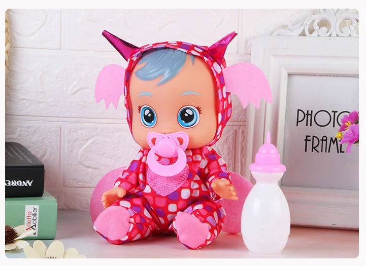 8inch 3D Weeping Babies Unicorn Baby Simulation Baby Crying Doll Creative Cute Doll For Girl Reborn Baby Vinyl Christmas Gift