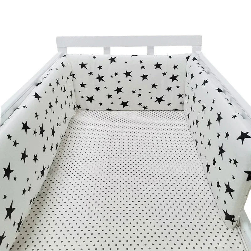 Nordic Stars Baby Bed Thicken Bumpers Zipper Design One-piece Crib Around Cushion Cot Protector Pillows 200*30 CM