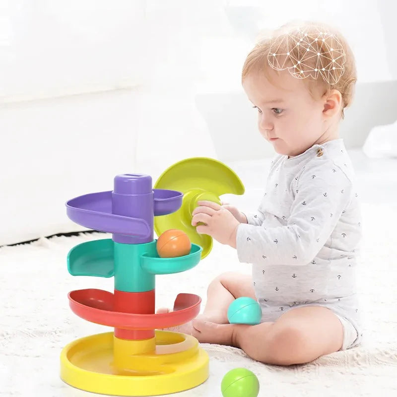 Baby Toy Ball Drop Toys for Toddler 1-3Y Rolling Ball Pile Tower Montessori Educational Stacking Games for Babies Sensory Toys by Baby Paradise