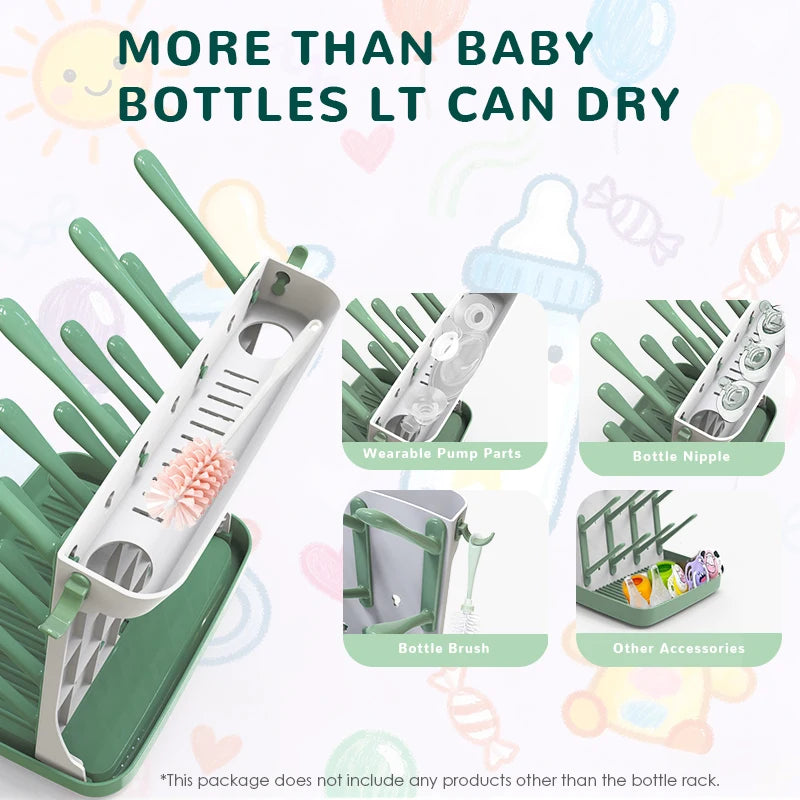 Baby Bottle Drying Rack, Baby Bottle Rack - Space saving vertical drying rack for cleaning bottles and pump components