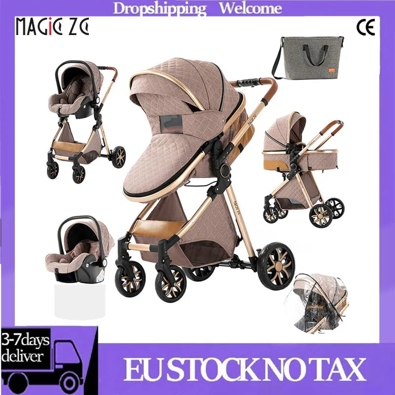 Baby Stroller 3 in 1 Newborn Baby Carriage Lightweight Newbaby Car Travel Pram For Newborn Baby High Landscape Stroller Baby
