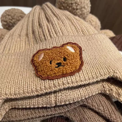 Baby wool hat cute bear ear protection