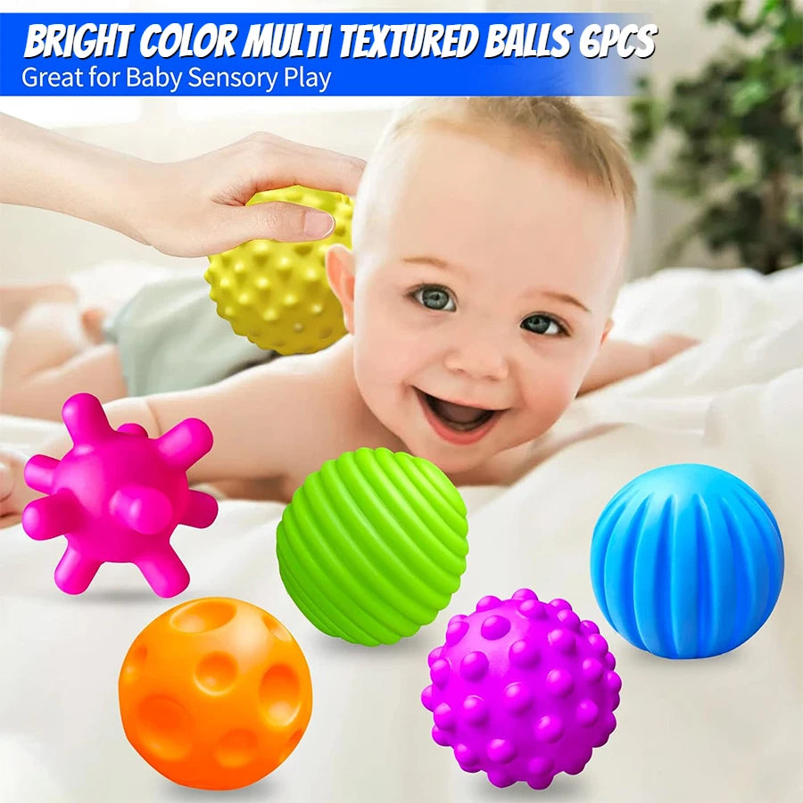 6PCS Textured Balls for Baby Sensory Play 6-12 Months, Activity Multi Soft Ball, Montessori Shower Toys for Toddlers 1-3 Years by Baby Paradise